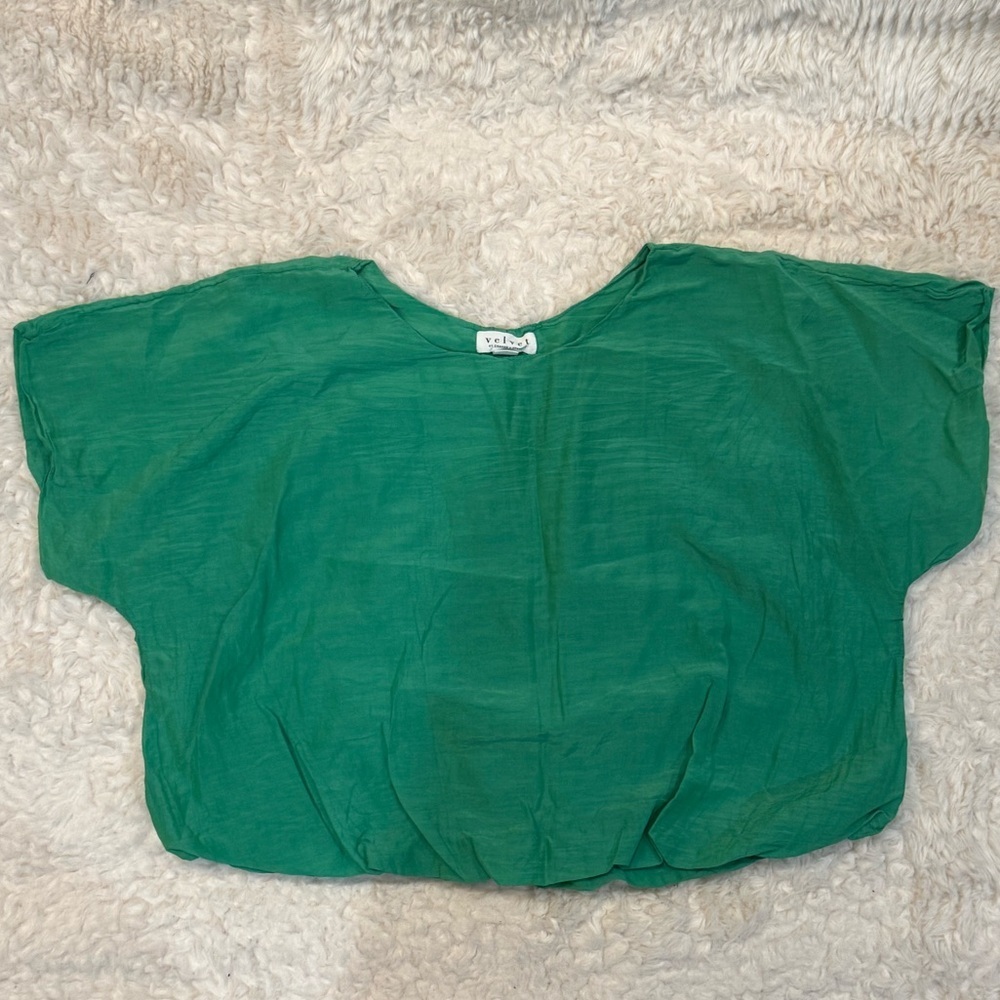 Velvet Green Short Sleeve Boxy Top